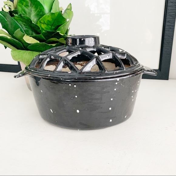 ✨Antique✨Lattice Cast Iron Enamel Splatter Design✨Hearth Fireplace Steamer - Picture 2 of 10